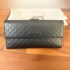 Gucci Microguccisma Black Flap Wallet
